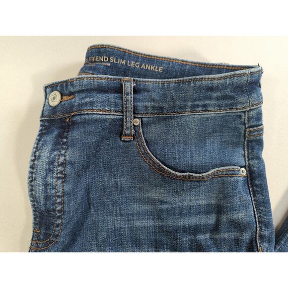 So Slimming Girlfriend Jeans 18R Embroidered Floral Slim Ankle Stretch Blue - Picture 9 of 16